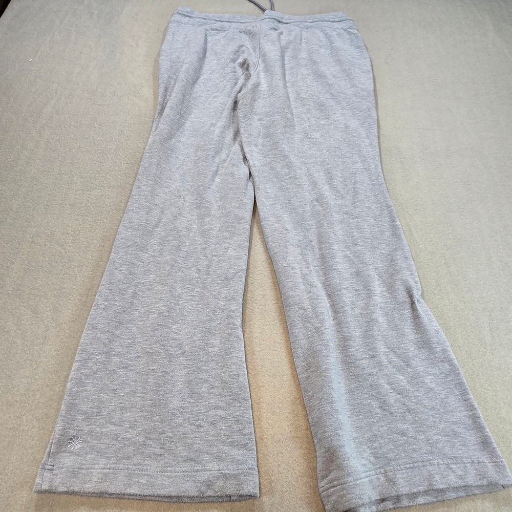 Athleta Lounge Pants Womens L Petite Gray Wide Leg Drawstring Heathered Knit - Picture 2 of 5